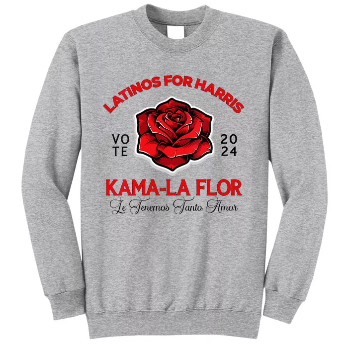 Wo Kama La Flor 2024 Election Latinas Con Kamala Harris Vote Vneck Tall Sweatshirt