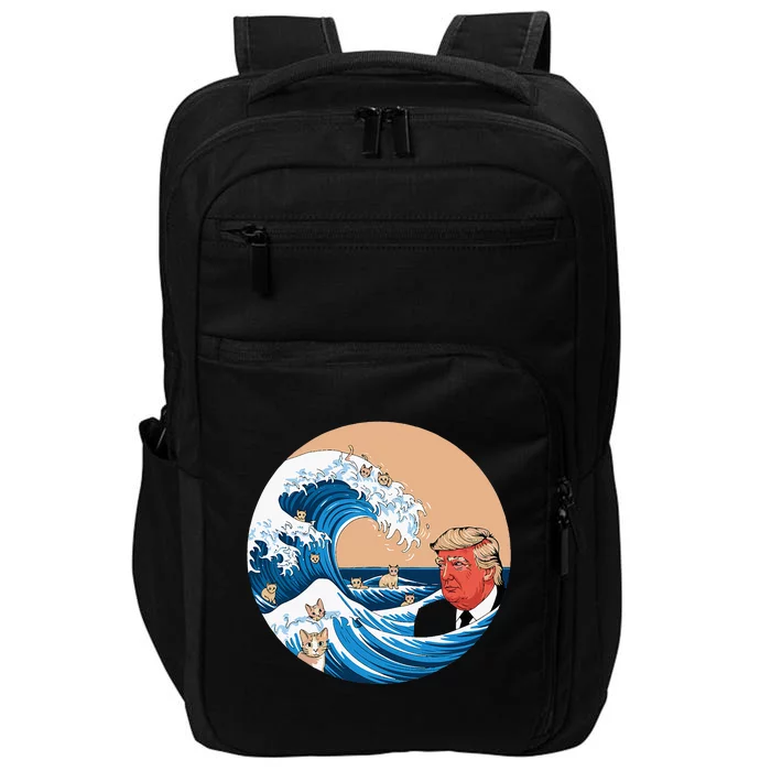 Women Kamala Merchandise Blue Cat Wave Trump Impact Tech Backpack