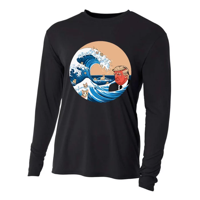 Women Kamala Merchandise Blue Cat Wave Trump Cooling Performance Long Sleeve Crew