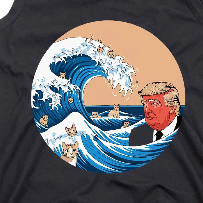 Women Kamala Merchandise Blue Cat Wave Trump Tank Top