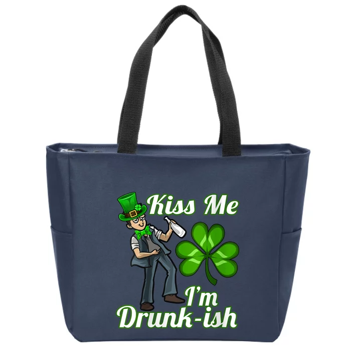 Womens Kiss Me I'm Drunkish Lucky St. Patrick's Day Costume Outfit Zip Tote Bag