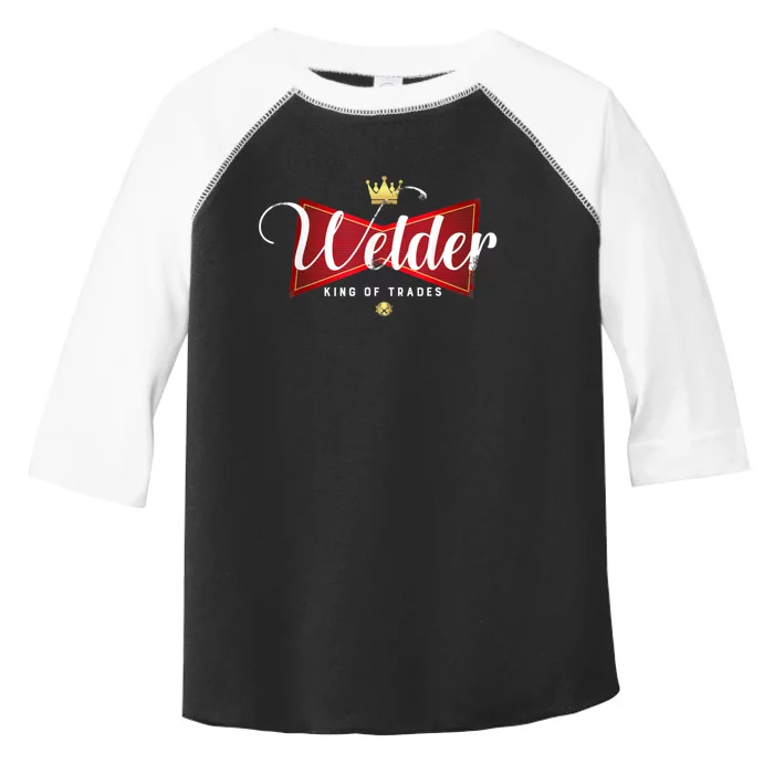 Welder King Of Trades In A Parody Funny Welding Grandpa Dad Toddler Fine Jersey T-Shirt