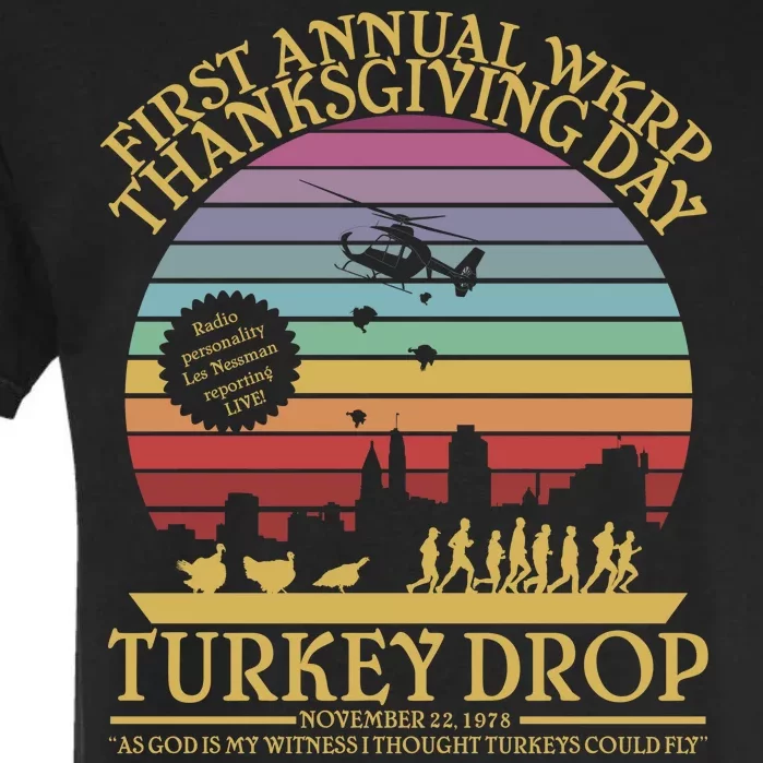 WKRP Thanksgiving Turkey Drop Funny Retro Garment-Dyed Heavyweight T-Shirt