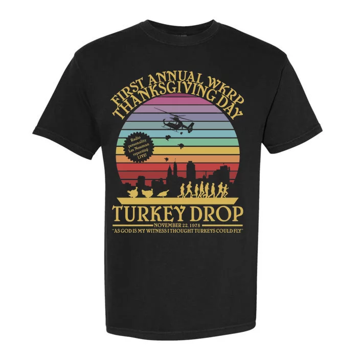 WKRP Thanksgiving Turkey Drop Funny Retro Garment-Dyed Heavyweight T-Shirt