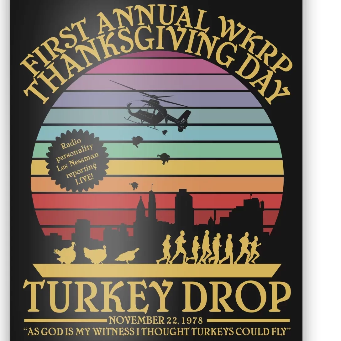 WKRP Thanksgiving Turkey Drop Funny Retro Poster