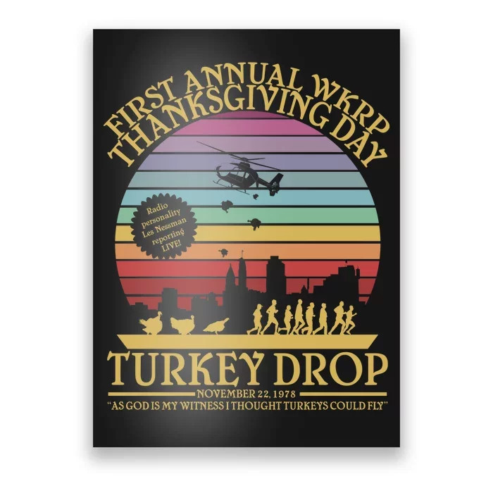 WKRP Thanksgiving Turkey Drop Funny Retro Poster