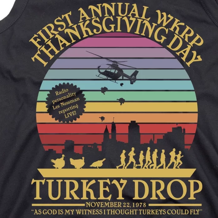 WKRP Thanksgiving Turkey Drop Funny Retro Tank Top