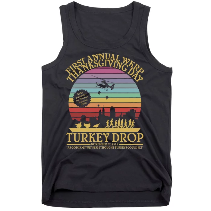 WKRP Thanksgiving Turkey Drop Funny Retro Tank Top