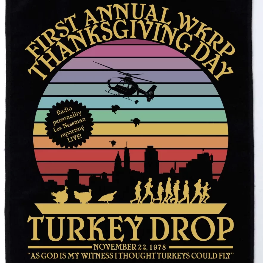 WKRP Thanksgiving Turkey Drop Funny Retro Platinum Collection Golf Towel