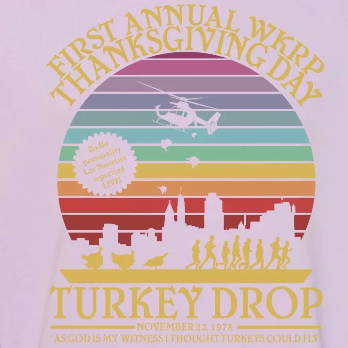 WKRP Thanksgiving Turkey Drop Funny Retro Garment-Dyed Sweatshirt