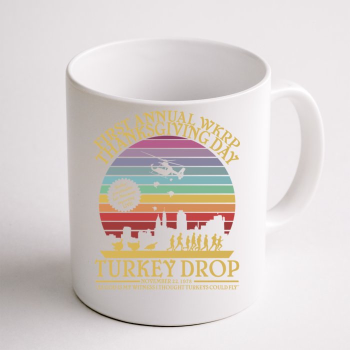 WKRP Thanksgiving Turkey Drop Funny Retro Front & Back Coffee Mug