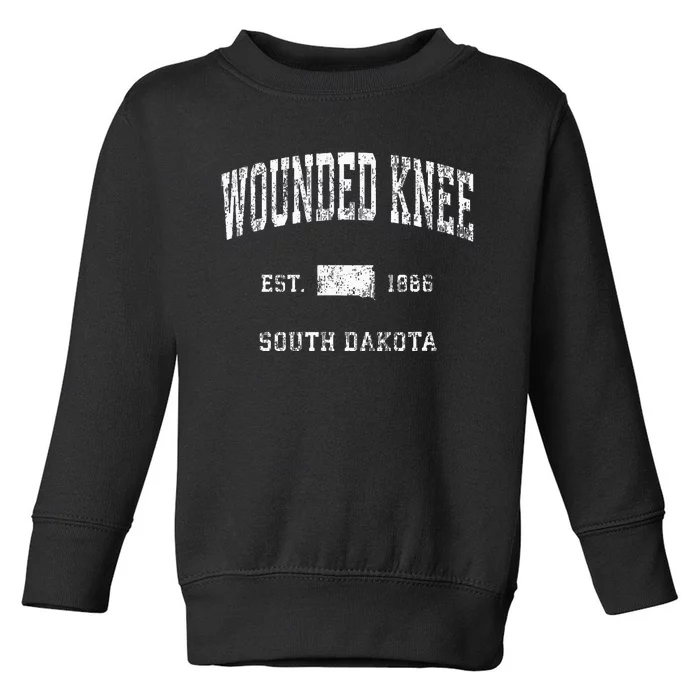 Wounded Knee South Dakota Sd Vintage Athletic Sports Design Toddler Sweatshirt