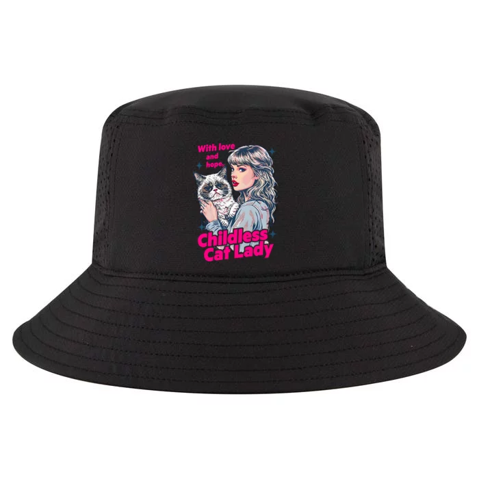 With Love And Hope Childless Cat Lady For Kamala Harris Cool Comfort Performance Bucket Hat