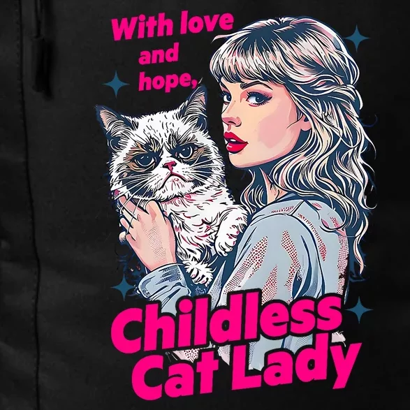 With Love And Hope Childless Cat Lady For Kamala Harris Daily Commute Backpack