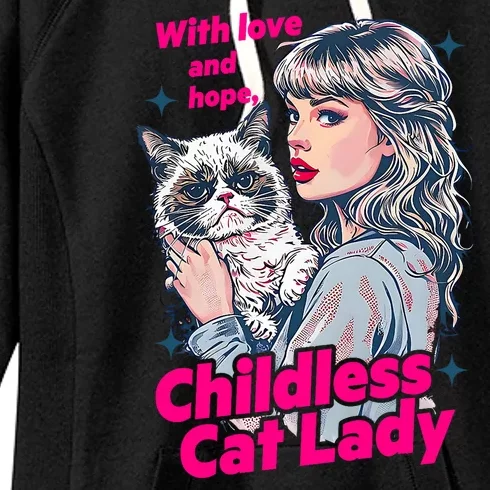 With Love And Hope Childless Cat Lady For Kamala Harris Women's Fleece Hoodie