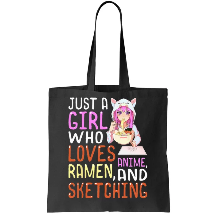 Who Loves Anime Ramen And Sketching Kawaii Teen Tote Bag