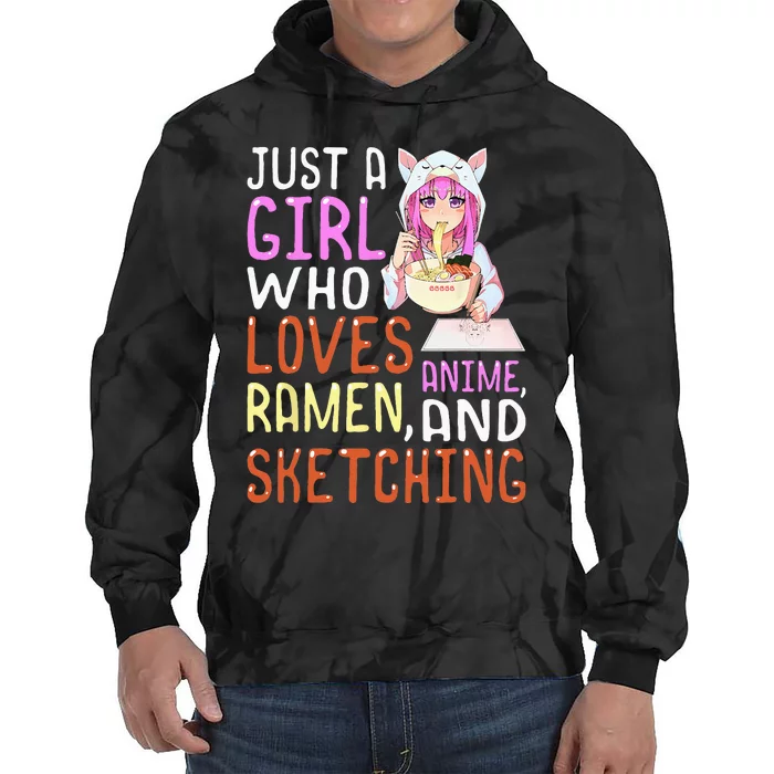 Who Loves Anime Ramen And Sketching Kawaii Teen Tie Dye Hoodie