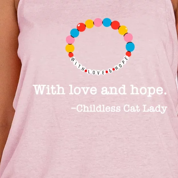 With Love And Hope Less Cat Lady Gift Women's Knotted Racerback Tank