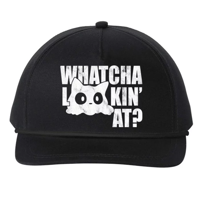 Watcha Lookin At Funny Cat Snapback Five-Panel Rope Hat