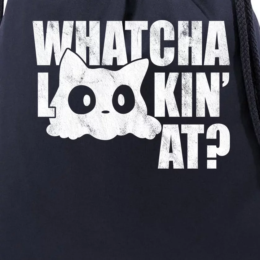 Watcha Lookin At Funny Cat Drawstring Bag