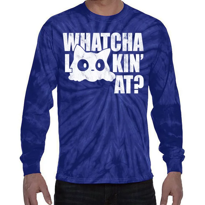 Watcha Lookin At Funny Cat Tie-Dye Long Sleeve Shirt