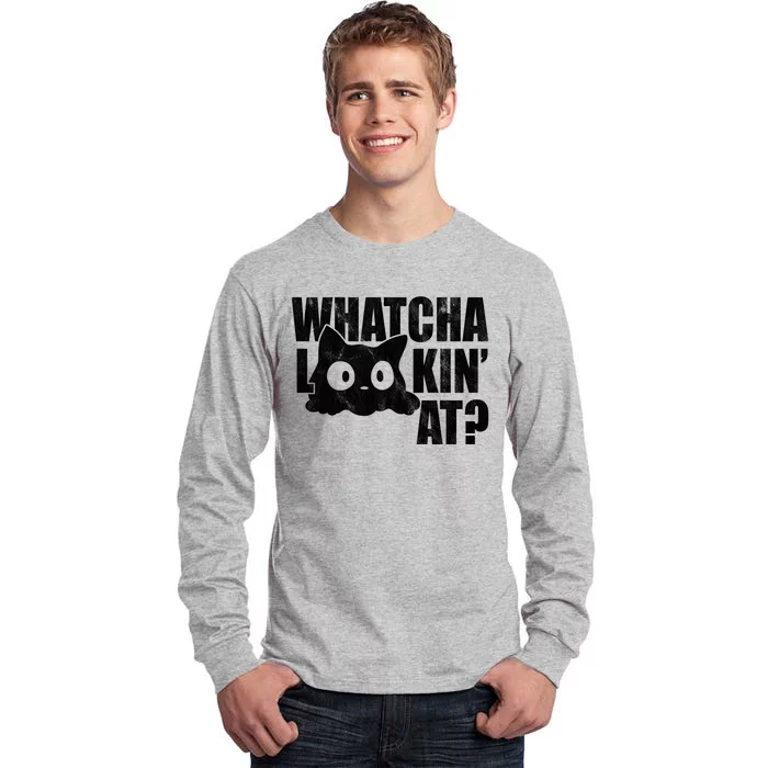 Watcha Lookin At Funny Cat Tall Long Sleeve T-Shirt