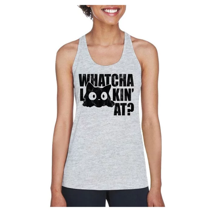 Watcha Lookin At Funny Cat Women's Racerback Tank