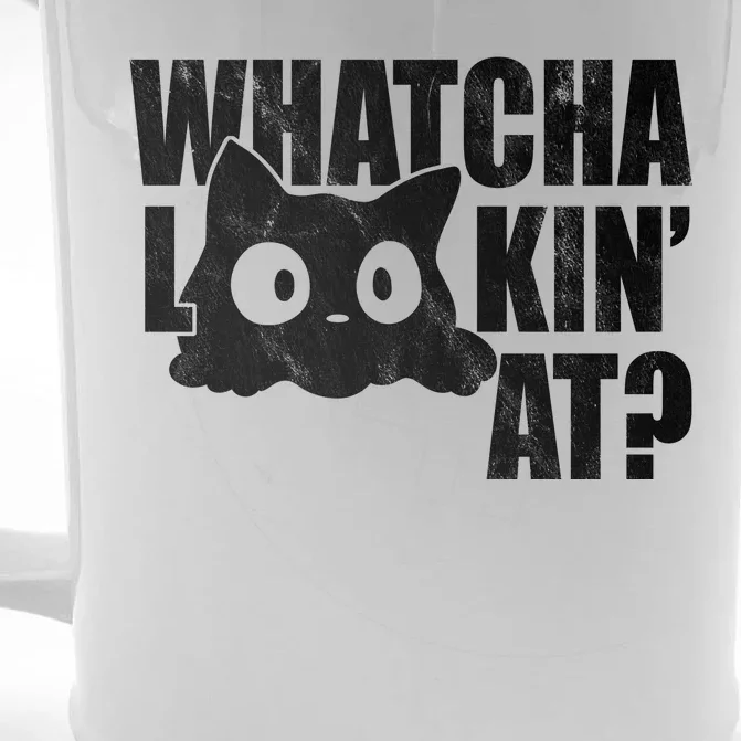 Watcha Lookin At Funny Cat Front & Back Beer Stein