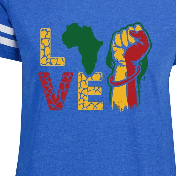 Womens Love Africa Black History Month African American Enza Ladies Jersey Football T-Shirt