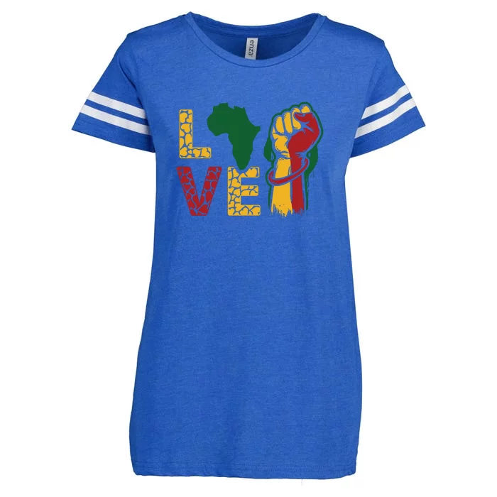 Womens Love Africa Black History Month African American Enza Ladies Jersey Football T-Shirt