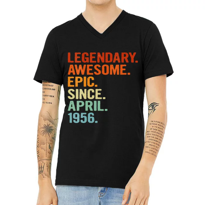 Womens Legendary Awesome Epic Since April 1956 Funny 65th Birthday V-Neck T-Shirt