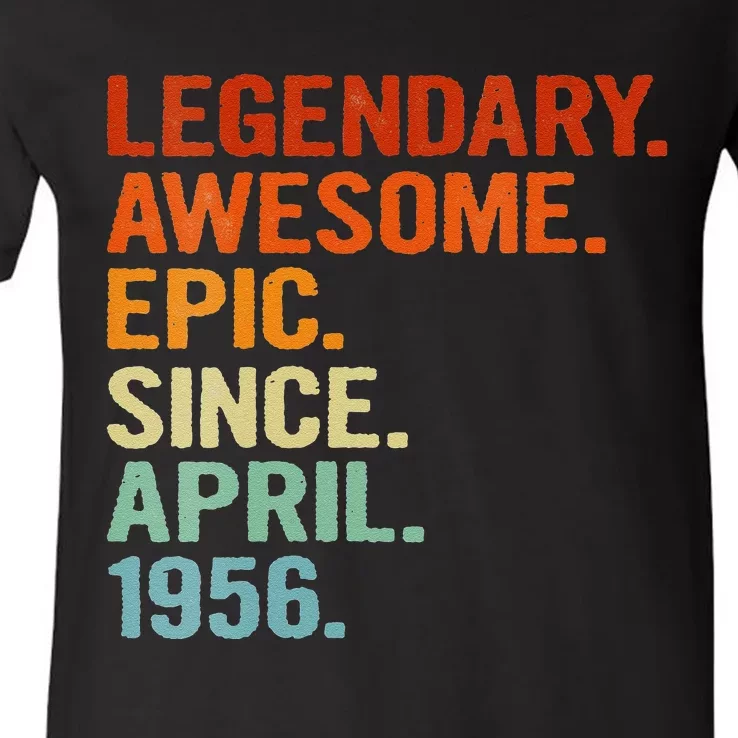 Womens Legendary Awesome Epic Since April 1956 Funny 65th Birthday V-Neck T-Shirt