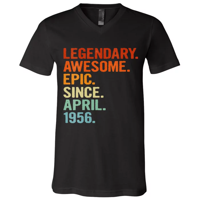 Womens Legendary Awesome Epic Since April 1956 Funny 65th Birthday V-Neck T-Shirt