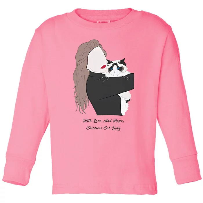 With Love And Hope Childless Cat Lady Toddler Long Sleeve Shirt