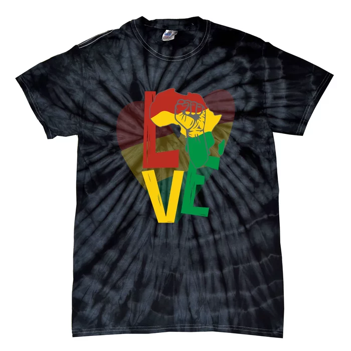 Womens Love Africa Black History Month African American Women Tie-Dye T-Shirt