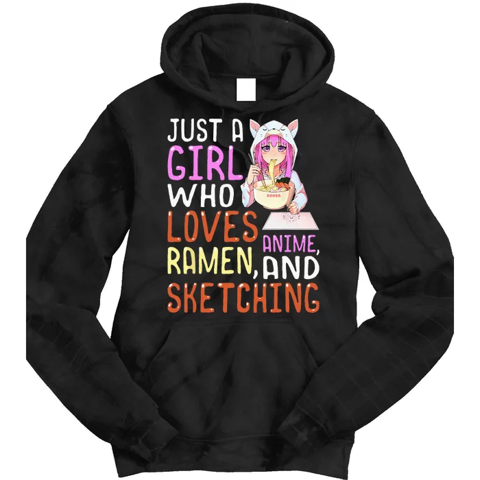 Who Loves Anime Ramen And Sketching Kawaii Teen Tie Dye Hoodie