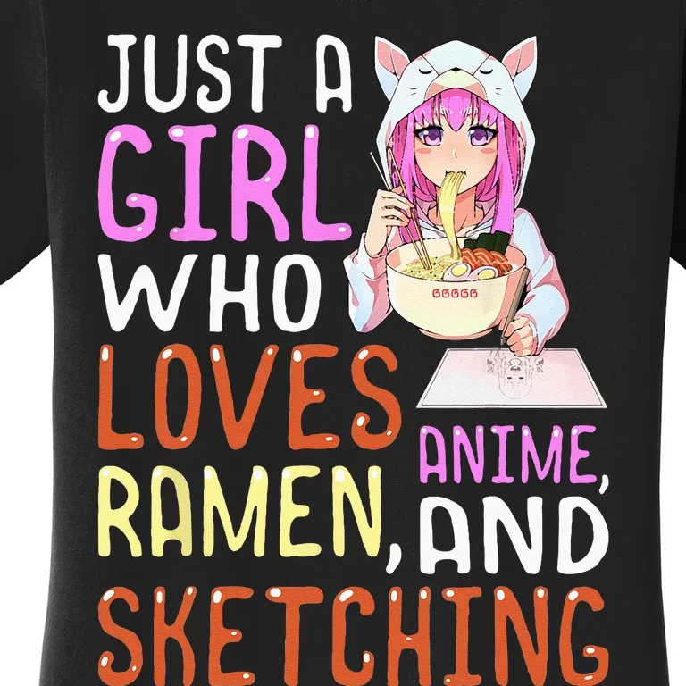 Who Loves Anime Ramen And Sketching Kawaii Teen Women's T-Shirt