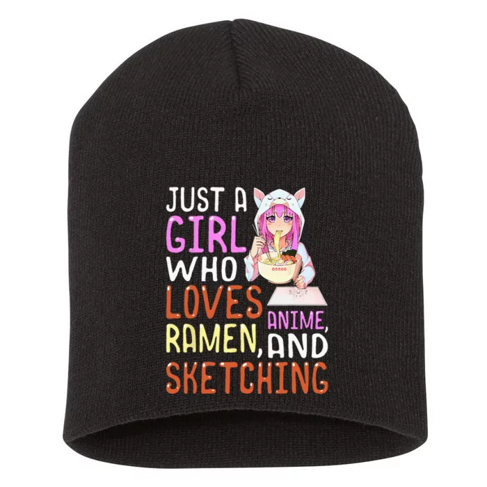 Who Loves Anime Ramen And Sketching Kawaii Teen Short Acrylic Beanie