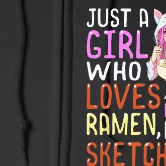 Who Loves Anime Ramen And Sketching Kawaii Teen Full Zip Hoodie