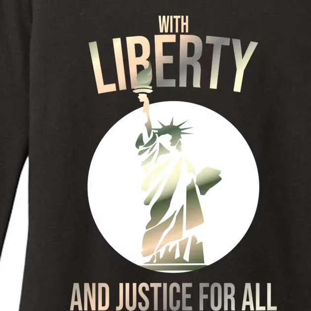 With Liberty And Justice Ll Statue Of Liberty 4 July Cute Gift Womens CVC Long Sleeve Shirt