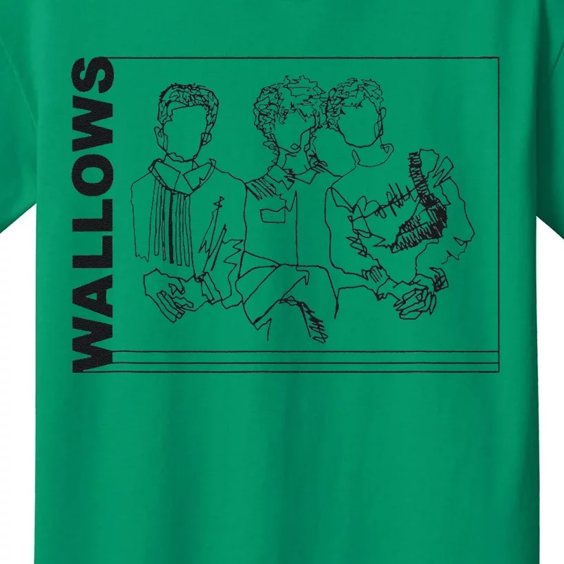 Wallow Line Art Minimalist Retro Band Music Kids T-Shirt