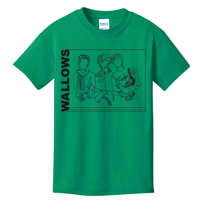 Wallow Line Art Minimalist Retro Band Music Kids T-Shirt