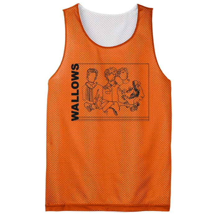 Wallow Line Art Minimalist Retro Band Music Mesh Reversible Basketball Jersey Tank