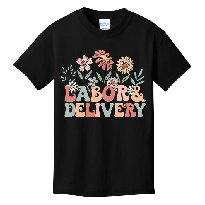 Wildflowers Labor And Delivery Nurse Back To School Kids T-Shirt