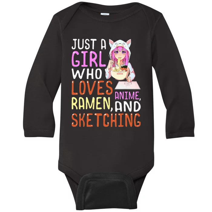 Who Loves Anime Ra and Sketching Kawaii Baby Long Sleeve Bodysuit