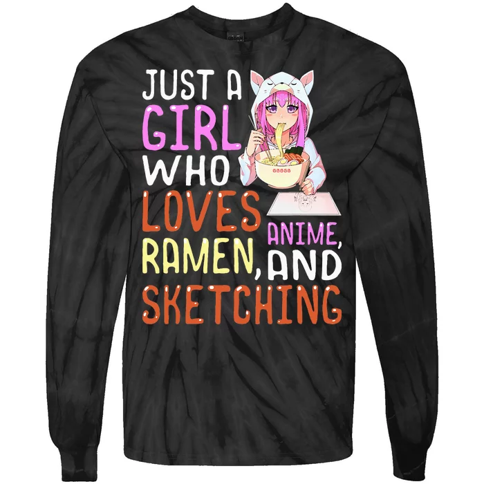 Who Loves Anime Ra and Sketching Kawaii Tie-Dye Long Sleeve Shirt