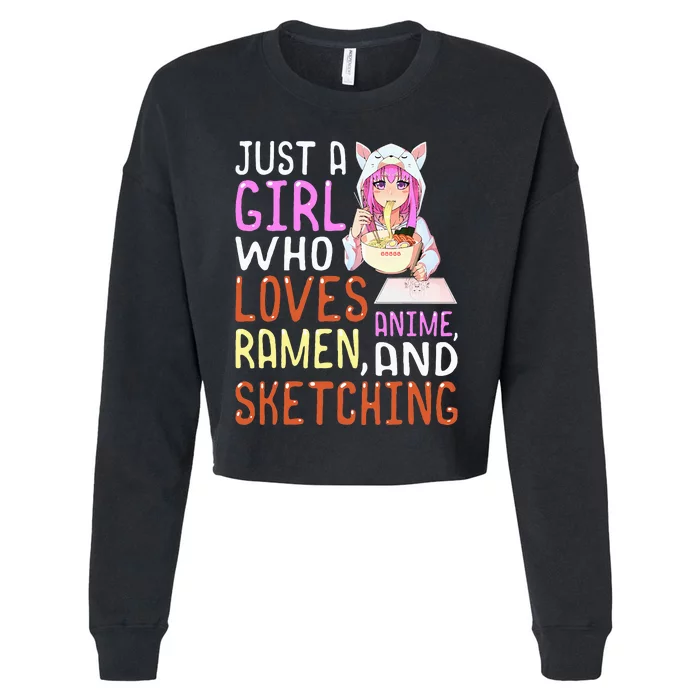 Who Loves Anime Ra and Sketching Kawaii Cropped Pullover Crew