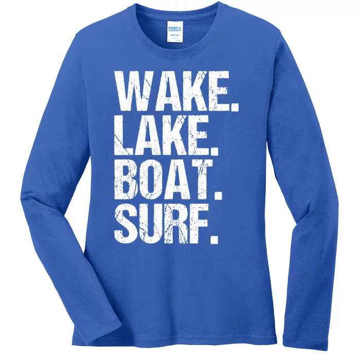 Wake Lake Boat Surf Wakesurfer Wakeboard Wakeboarding Rope Gift Ladies Long Sleeve Shirt