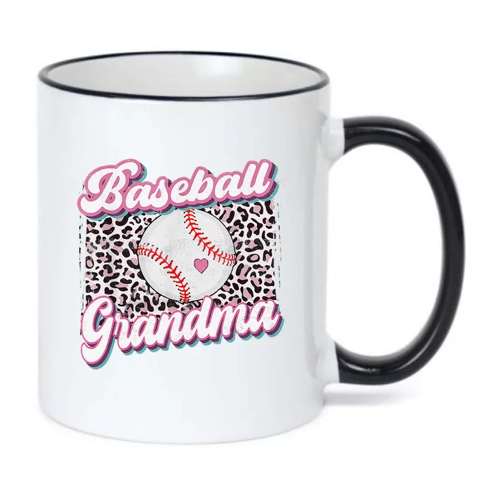 Womens Leopard Baseball Grandma Game Day Softball Mother's Day Black Color Changing Mug