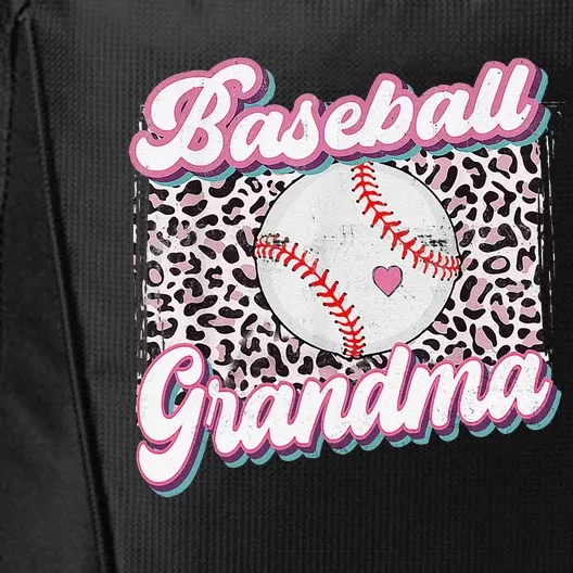 Womens Leopard Baseball Grandma Game Day Softball Mother's Day City Backpack